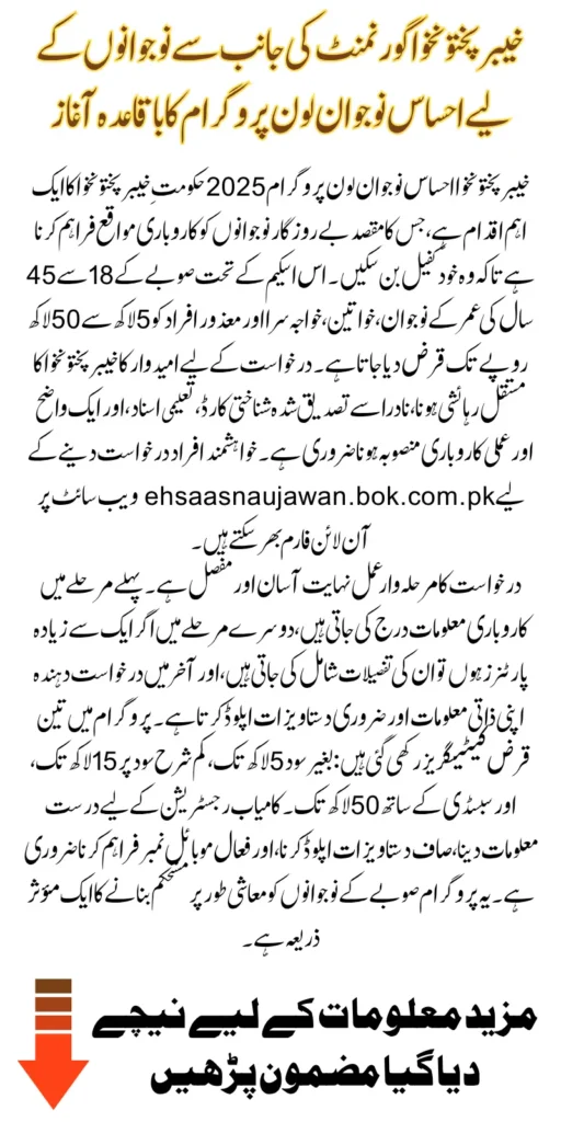 KPK Ehsaas Naujawan Loan Program 2025 Launched For Unemployed Individuals Know Online Registration Process