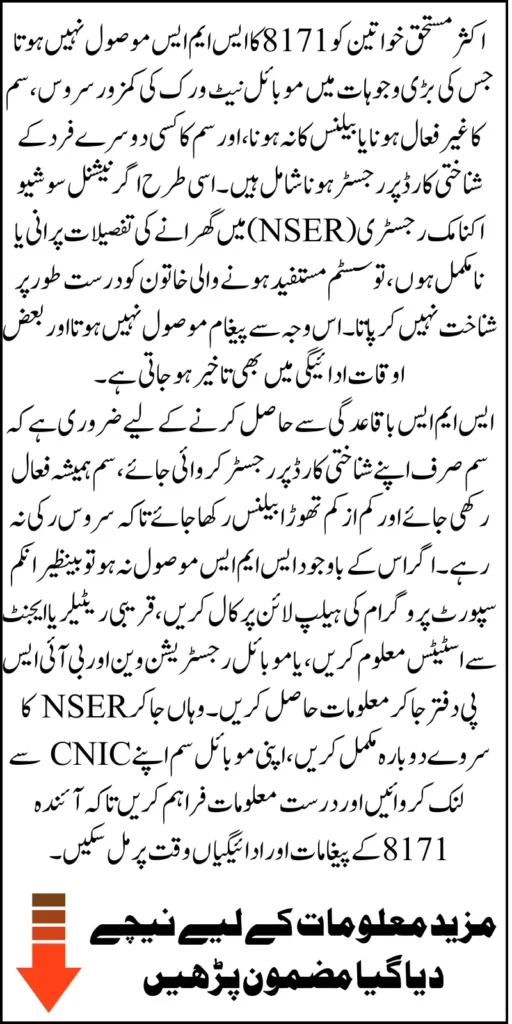 BISP 8171 SMS Not Received Issue And Alternative Methods To Check Status for Beneficiaries