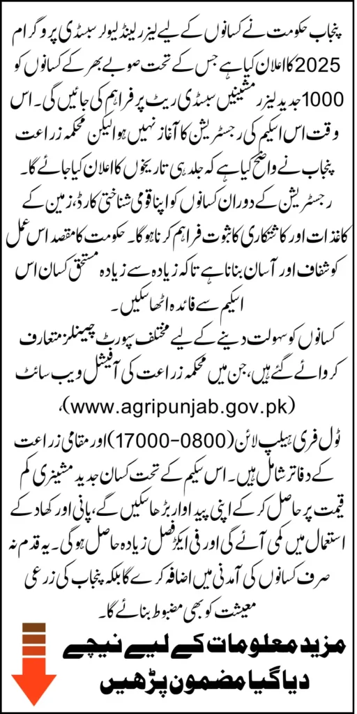 Punjab Government Announces Laser Land Leveler Subsidy Program 2025 For Farmers – Complete Details